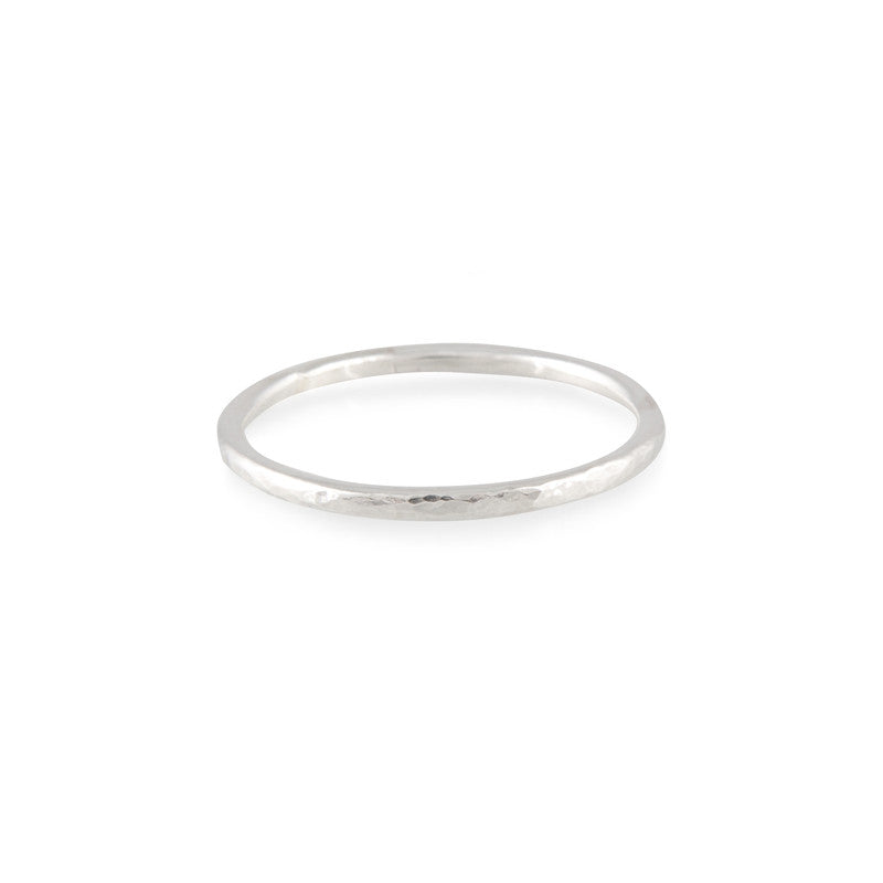 Simple hammered band ring in sterling silver