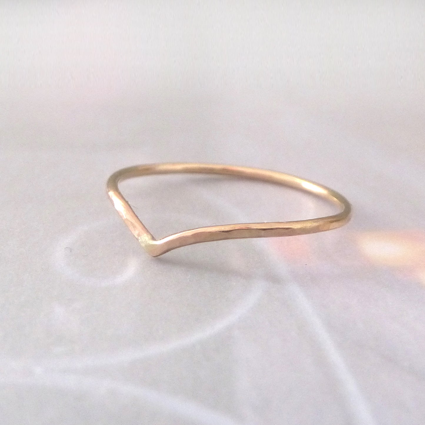 Skinny Holly Wishbone 9ct Gold Ring - rose