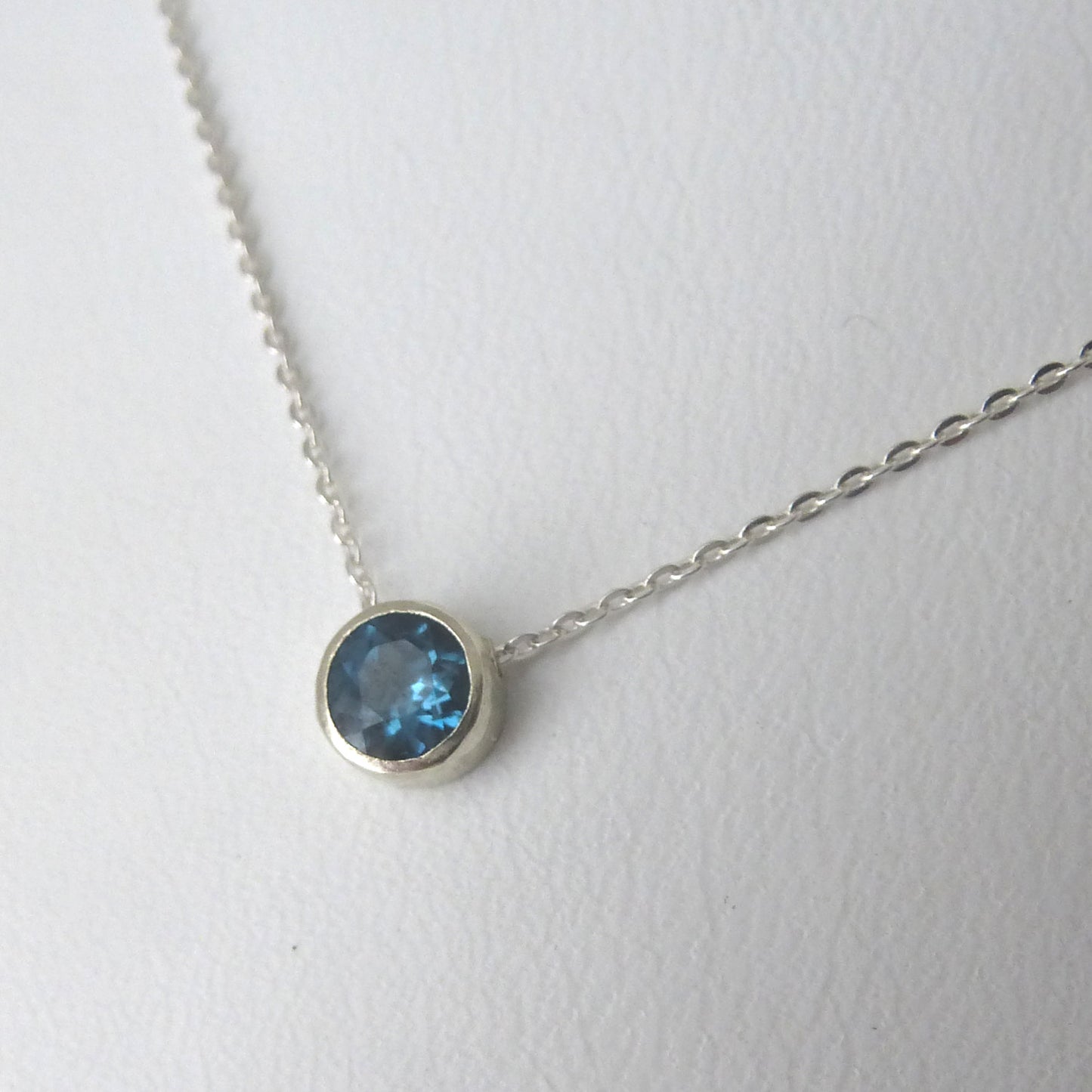London Blue Topaz and Sterling Silver Solitaire Necklace