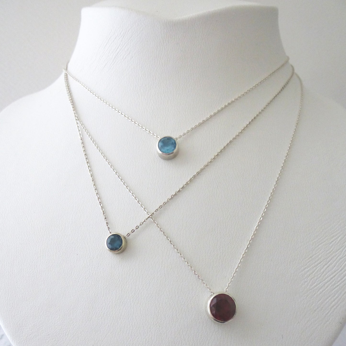 Garnet and Sterling Silver Solitaire Necklace