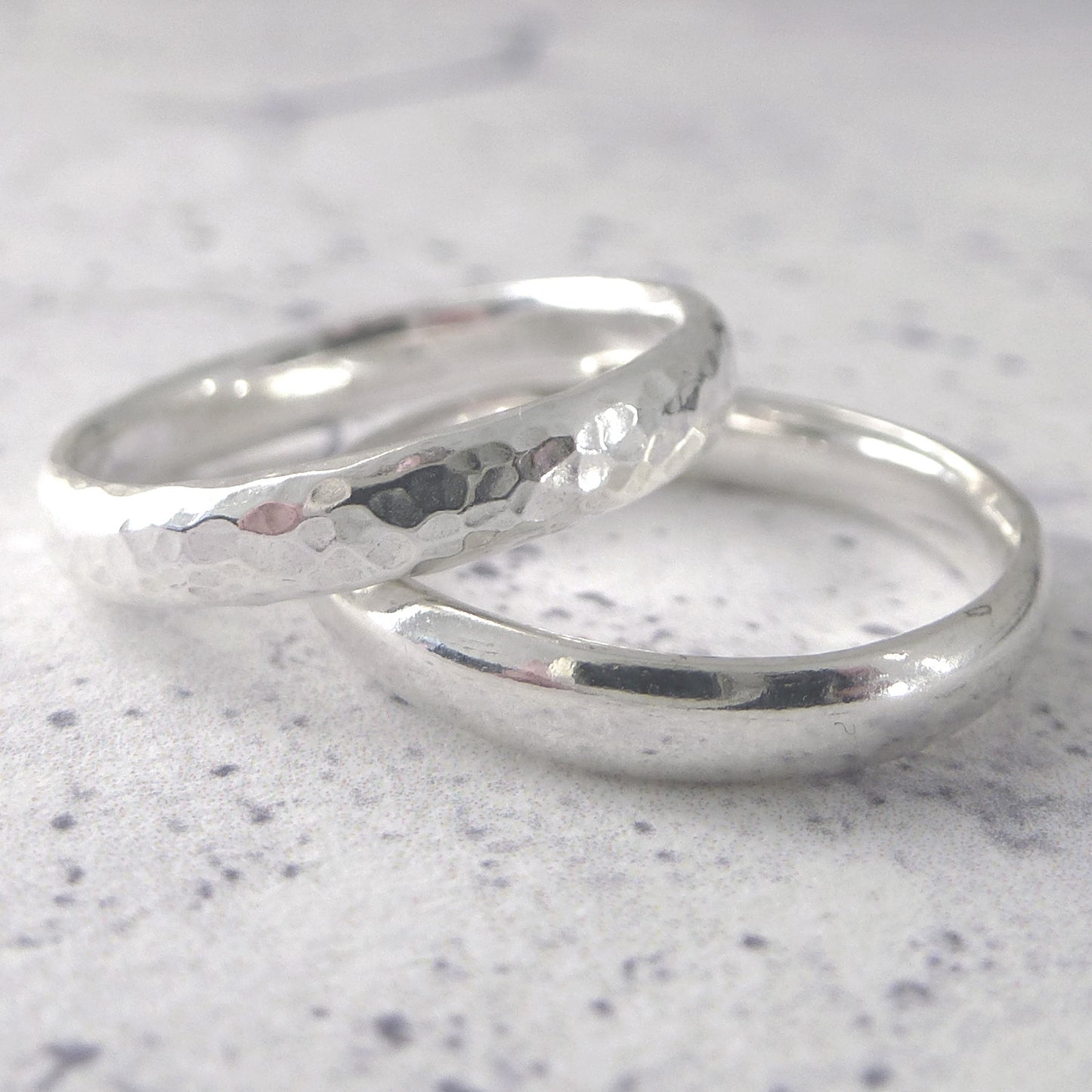 Hand Shaped Band Ring in Sterling Silver - 3mm - Hammered or Smooth