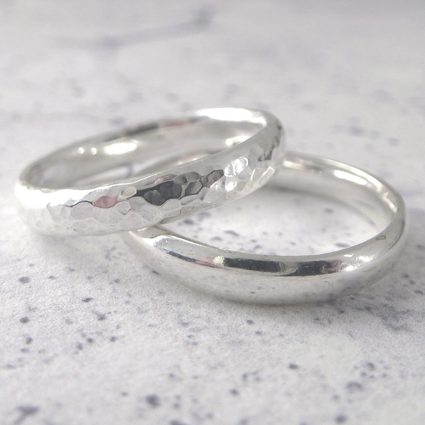 Slim wedding rings in sterling silver