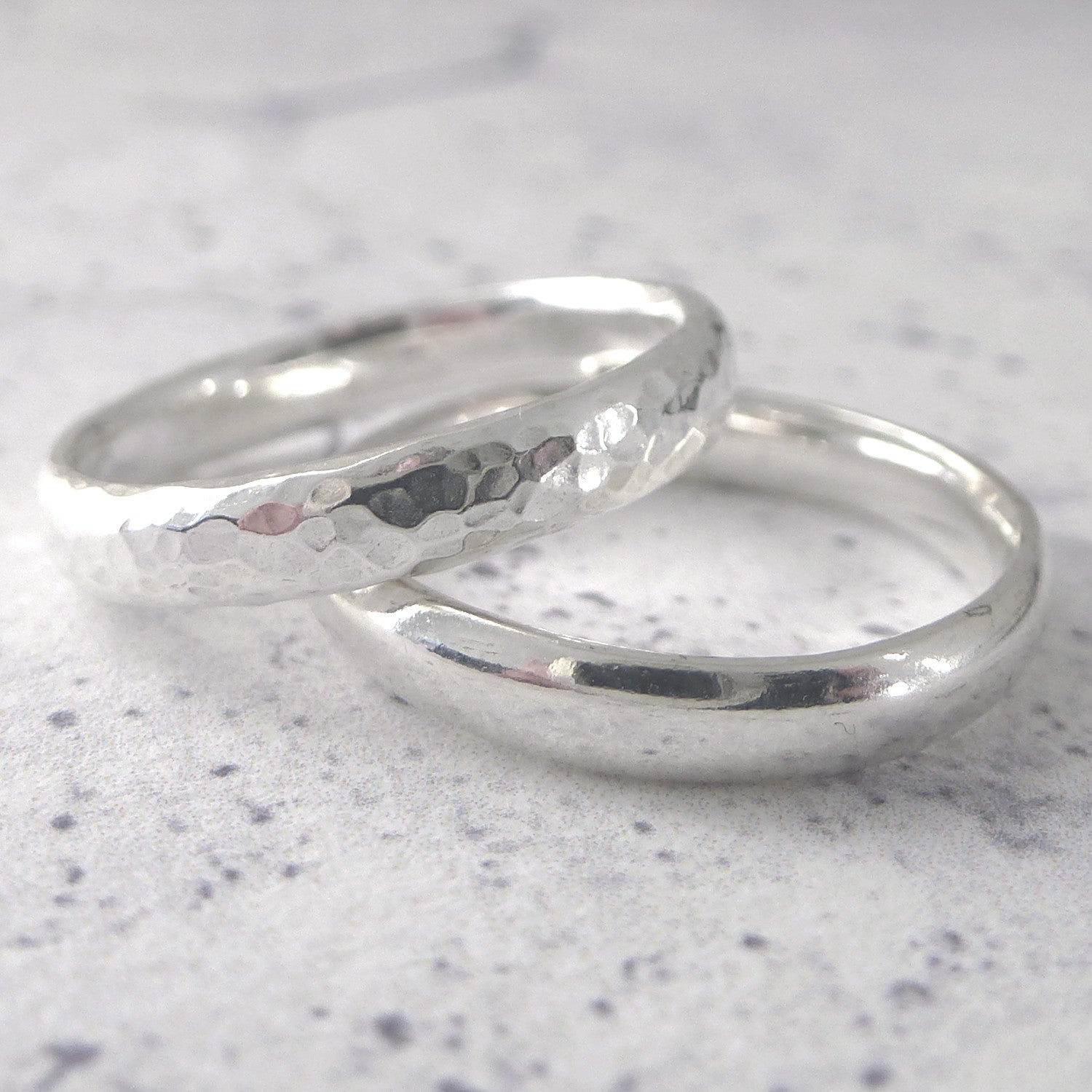 Slim wedding rings in sterling silver