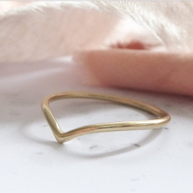Thin wishbone ring in recycled 9ct gold