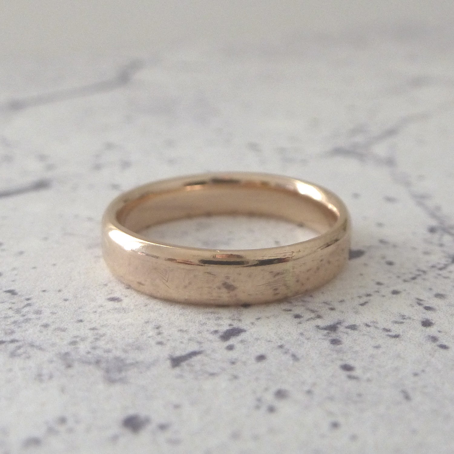 recycled 9ct rose gold wedding band, 4mm, smooth finish