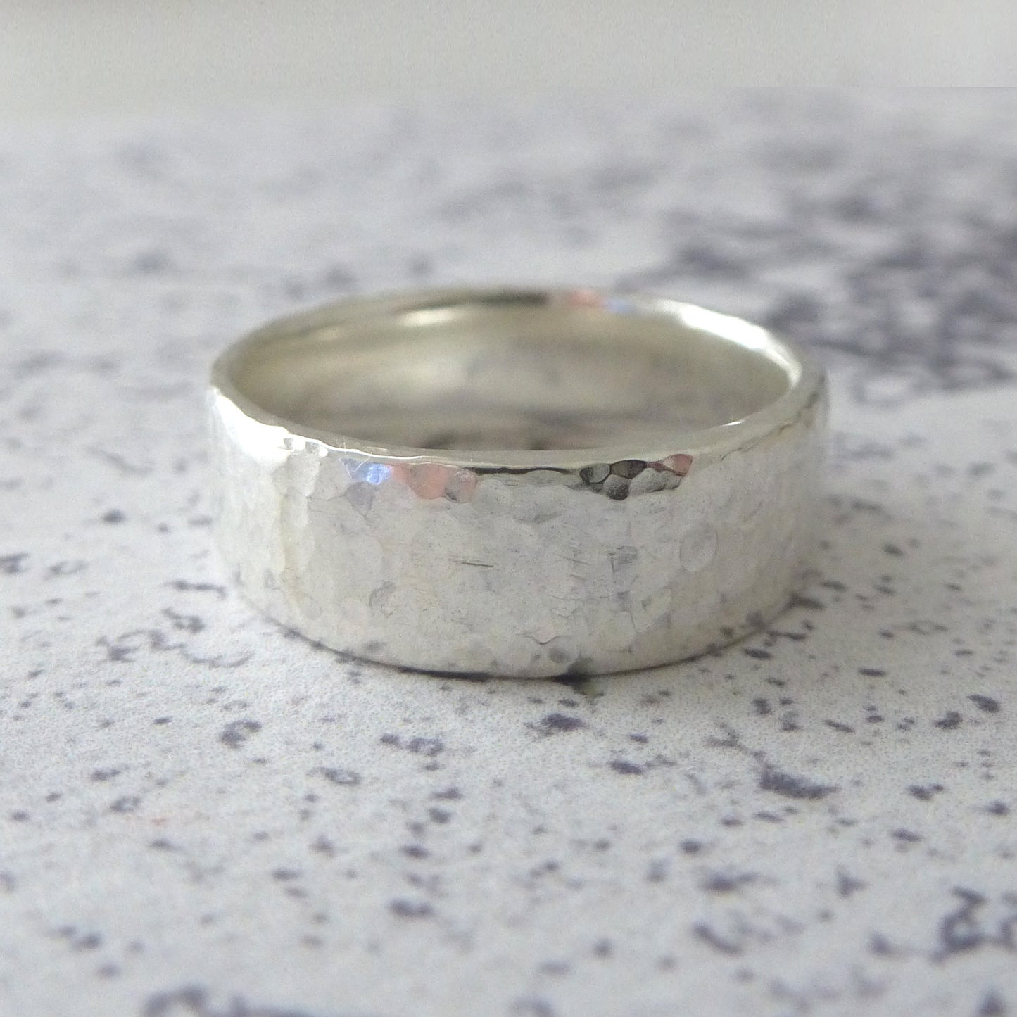 Hand Shaped Band Ring in Sterling Silver - 6mm - Hammered or Smooth