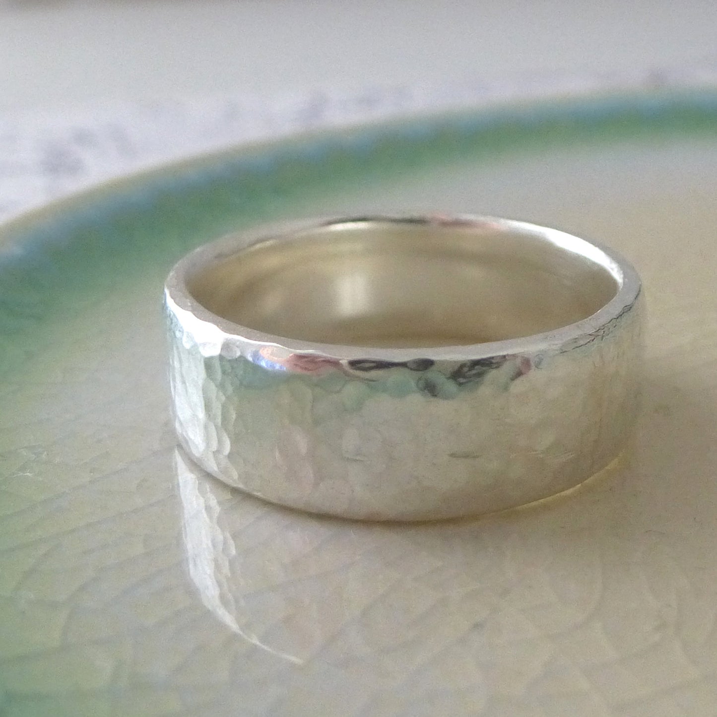 Hand Shaped Band Ring in Sterling Silver - 6mm - Hammered or Smooth