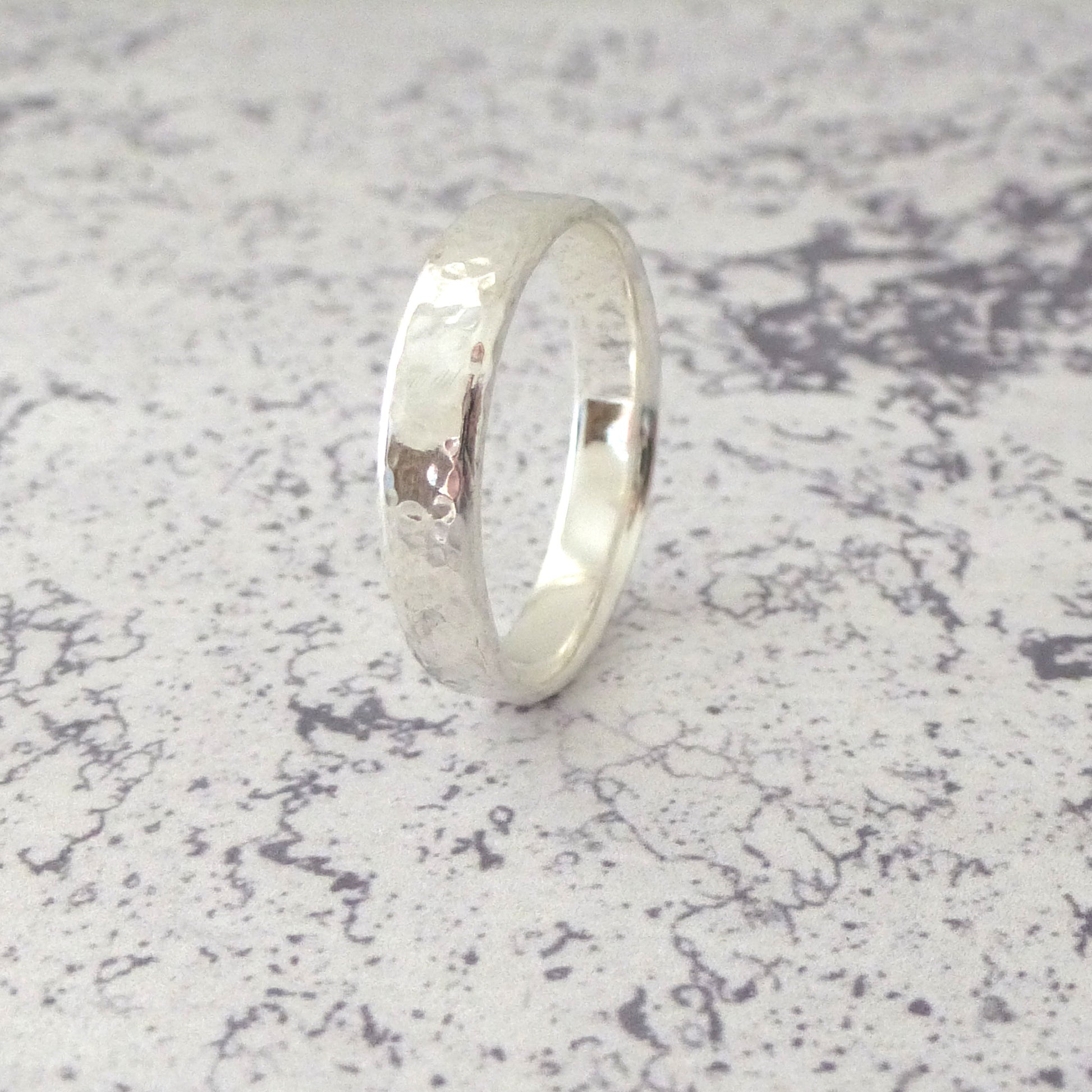 5mm hammered sterling silver ring